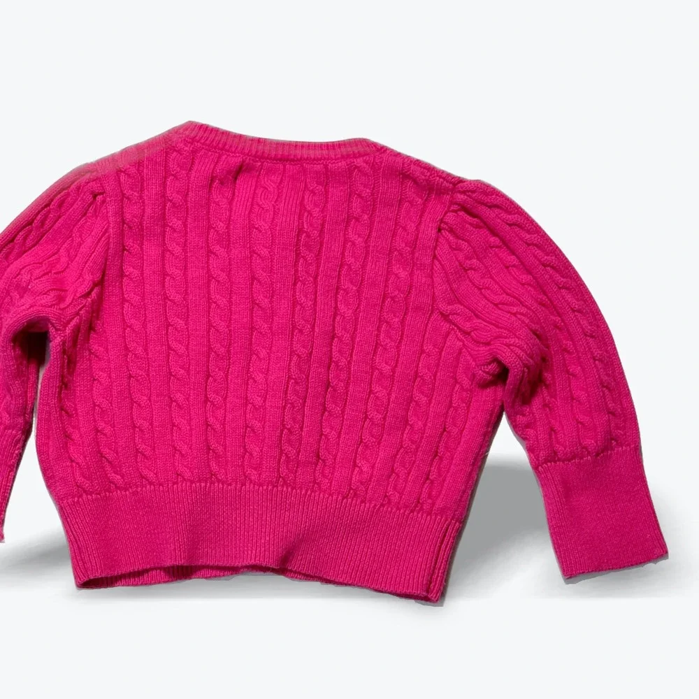 Ralph Lauren Cardigan Sweater Cable Knit Classic Pink Preppy Size 3M Baby
